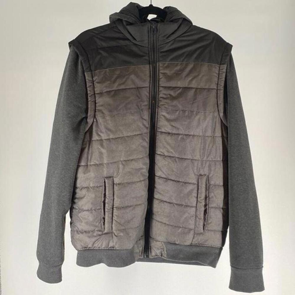 Stylish Men's Hooded Puffer Jacket - Gray & Black